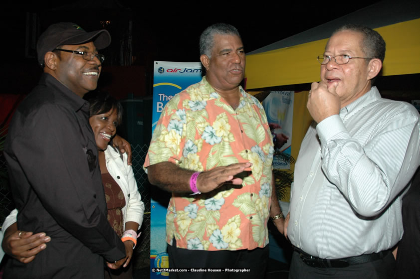 The Hon. Orette Bruce Goldwin, M.P., Prime Minister of Jamaica, Minister of Tourism, Hon. Edmund Bartlett, and Director of Tourism, Basil Smith at the Air Jamaica Jazz and Blues Festival 2008 The Art of Music - Thrusday, January 24, 2008 - Air Jamaica Jazz & Blues 2008 The Art of Music venue at the Aqaueduct on Rose Hall Resort & Counrty Club, Montego Bay, St. James, Jamaica W.I. - Thursday, January 24 - Saturday, January 26, 2008 - Photographs by Net2Market.com - Claudine Housen & Barry J. Hough Sr, Photographers - Negril Travel Guide, Negril Jamaica WI - http://www.negriltravelguide.com - info@negriltravelguide.com...!