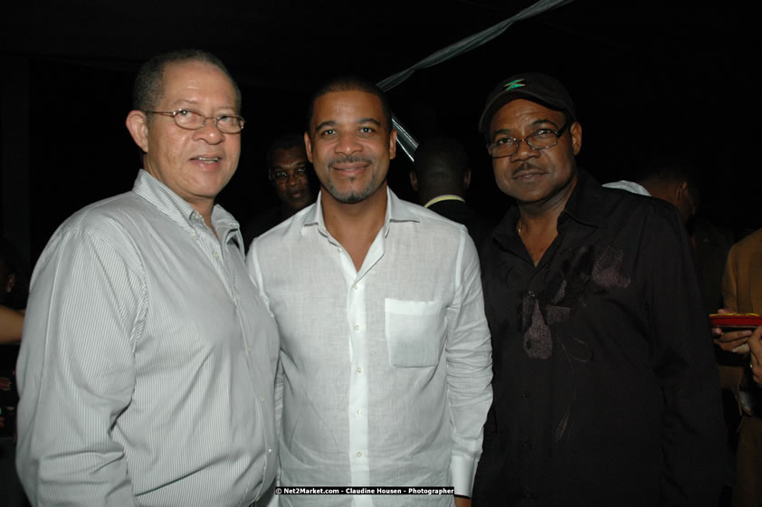 The Hon. Orette Bruce Goldwin, M.P., Prime Minister of Jamaica, Minister of Tourism, Hon. Edmund Bartlett, and Director of Tourism, Basil Smith at the Air Jamaica Jazz and Blues Festival 2008 The Art of Music - Thrusday, January 24, 2008 - Air Jamaica Jazz & Blues 2008 The Art of Music venue at the Aqaueduct on Rose Hall Resort & Counrty Club, Montego Bay, St. James, Jamaica W.I. - Thursday, January 24 - Saturday, January 26, 2008 - Photographs by Net2Market.com - Claudine Housen & Barry J. Hough Sr, Photographers - Negril Travel Guide, Negril Jamaica WI - http://www.negriltravelguide.com - info@negriltravelguide.com...!