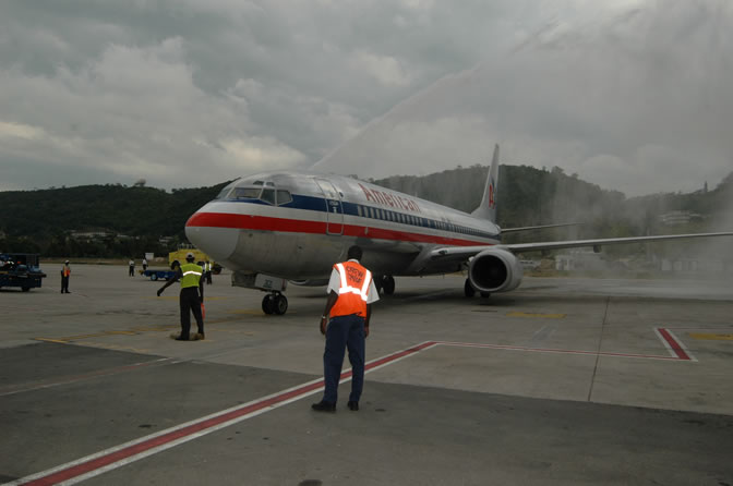 Inaugural Flight - American Airlines - Two New International Routes - Service Between Montego Bay, Jamaica & Dallas/Fort Worth, Texas - Gate 12 - Sangster International Airport, Montego Bay, St. James, Jamaica W.I. - February 3, 2006 - Negril Travel Guide, Negril Jamaica WI - http://www.negriltravelguide.com - info@negriltravelguide.com...!