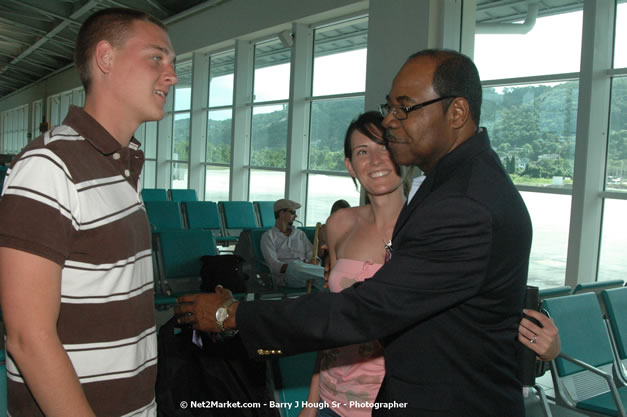 Minister of Tourism, Hon. Edmund Bartlett - Director of Tourism, Basil Smith, and Mayor of Montego Bay, Councillor Charles Sinclair Launch of Winter Tourism Season at Sangster International Airport, Saturday, December 15, 2007 - Sangster International Airport - MBJ Airports Limited, Montego Bay, Jamaica W.I. - Photographs by Net2Market.com - Barry J. Hough Sr, Photographer - Negril Travel Guide, Negril Jamaica WI - http://www.negriltravelguide.com - info@negriltravelguide.com...!