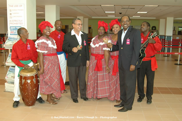 Minister of Tourism, Hon. Edmund Bartlett - Director of Tourism, Basil Smith, and Mayor of Montego Bay, Councillor Charles Sinclair Launch of Winter Tourism Season at Sangster International Airport, Saturday, December 15, 2007 - Sangster International Airport - MBJ Airports Limited, Montego Bay, Jamaica W.I. - Photographs by Net2Market.com - Barry J. Hough Sr, Photographer - Negril Travel Guide, Negril Jamaica WI - http://www.negriltravelguide.com - info@negriltravelguide.com...!