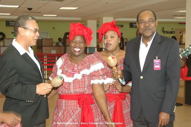 Minister of Tourism, Hon. Edmund Bartlett - Director of Tourism, Basil Smith, and Mayor of Montego Bay, Councillor Charles Sinclair Launch of Winter Tourism Season at Sangster International Airport, Saturday, December 15, 2007 - Sangster International Airport - MBJ Airports Limited, Montego Bay, Jamaica W.I. - Photographs by Net2Market.com - Barry J. Hough Sr, Photographer - Negril Travel Guide, Negril Jamaica WI - http://www.negriltravelguide.com - info@negriltravelguide.com...!