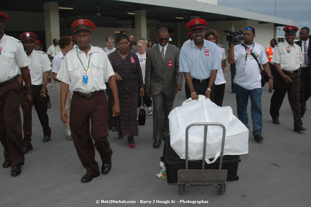 Minister of Tourism, Hon. Edmund Bartlett - Director of Tourism, Basil Smith, and Mayor of Montego Bay, Councillor Charles Sinclair Launch of Winter Tourism Season at Sangster International Airport, Saturday, December 15, 2007 - Sangster International Airport - MBJ Airports Limited, Montego Bay, Jamaica W.I. - Photographs by Net2Market.com - Barry J. Hough Sr, Photographer - Negril Travel Guide, Negril Jamaica WI - http://www.negriltravelguide.com - info@negriltravelguide.com...!