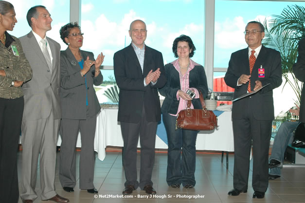 MBJ Airports Limited Welcomes WestJet Airlines - Inaugural Scheduled Service From Toronto Pearsons International Airport - Monday, December 10, 2007 - Sangster International Airport - MBJ Airports Limited, Montego Bay, Jamaica W.I. - Photographs by Net2Market.com - Barry J. Hough Sr, Photographer - Negril Travel Guide, Negril Jamaica WI - http://www.negriltravelguide.com - info@negriltravelguide.com...!