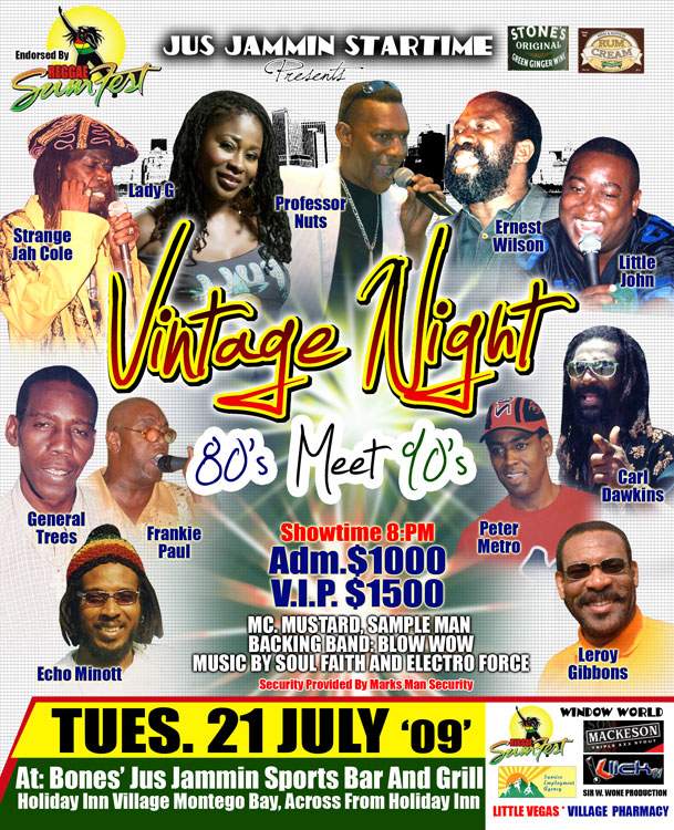 Vintage Night — Reggae Sumfest 2009 endorsed-event flyer
