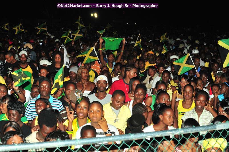 Usain Bolt of Jamaica - The Fastest Man In The World  - Usain Bolt Homecoming Celebrations Concert at the William Knibb High School Play Field, Trelawny - Ice, Ding Dong, Ravers Clavers, D'Angel, Voicemail, RDX and Dancers, Wayne Marshall, Tammi Chynn, Bugle, Nero, Tanya Stephens, Richie Spice, Kip Rich,and Shaggy - Photographs by Net2Market.com - Barry J. Hough Sr. Photojournalist/Photograper - Photographs taken with a Nikon D300 - Negril Travel Guide, Negril Jamaica WI - http://www.negriltravelguide.com - info@negriltravelguide.com...!