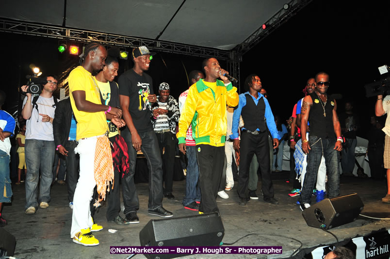 Usain Bolt of Jamaica - The Fastest Man In The World  - Usain Bolt Homecoming Celebrations Concert at the William Knibb High School Play Field, Trelawny - Ice, Ding Dong, Ravers Clavers, D'Angel, Voicemail, RDX and Dancers, Wayne Marshall, Tammi Chynn, Bugle, Nero, Tanya Stephens, Richie Spice, Kip Rich,and Shaggy - Photographs by Net2Market.com - Barry J. Hough Sr. Photojournalist/Photograper - Photographs taken with a Nikon D300 - Negril Travel Guide, Negril Jamaica WI - http://www.negriltravelguide.com - info@negriltravelguide.com...!