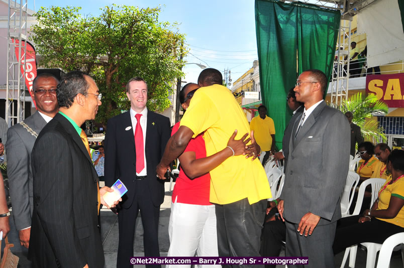 The City of Montego Bay Welcomes Our 2008 Olympians - Western Motorcade - Civic Ceremony - A Salute To Our Beijing Heros - Sam Sharpe Square, Montego Bay, Jamaica - Tuesday, October 7, 2008 - Photographs by Net2Market.com - Barry J. Hough Sr. Photojournalist/Photograper - Photographs taken with a Nikon D300 - Negril Travel Guide, Negril Jamaica WI - http://www.negriltravelguide.com - info@negriltravelguide.com...!