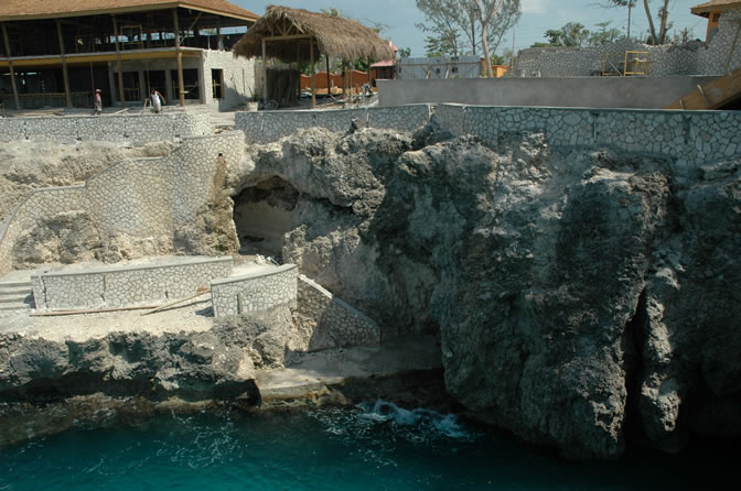 World Famous Rick's Cafe - Negril's West End Cliffs - Rebuilding After Ivan - Negril Travel Guide, Negril Jamaica WI - http://www.negriltravelguide.com - info@negriltravelguide.com...!